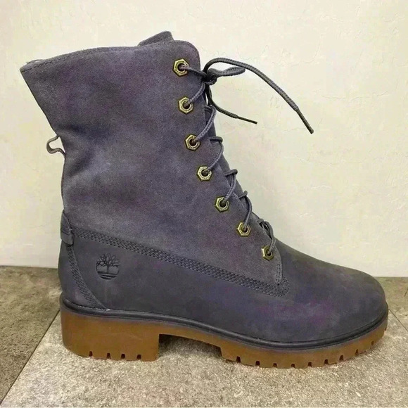 NEW Timberland Jayne Fleece Fold Down Waterproof Dark Grey Suede Ankle Boot Sz 7 - Picture 1 of 12